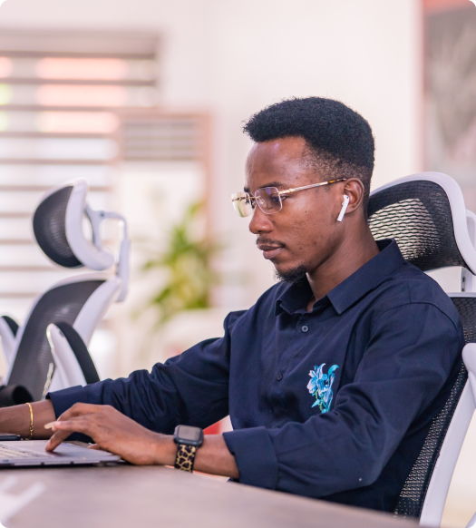 Portrait of a learner at a workstation